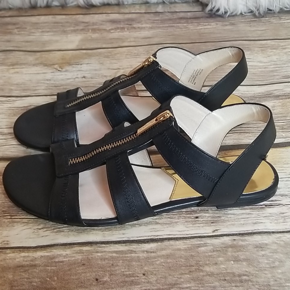 MICHAEL Michael Kors Black Leather Sandala Sz 8